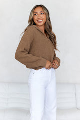 Snowfall Knitted Half Zip Jumper Brown