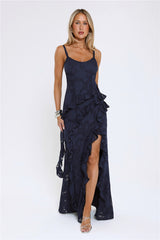 Urban Elegance Long Sleeve Maxi Dress Navy