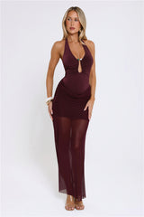 Luxe Legacy Halter Maxi Dress Plum