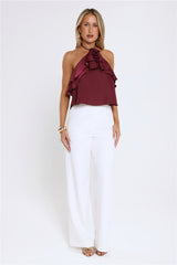 Floral Pop Halter Top Merlot