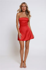The Best Gift Satin Strapless Mini Dress Red