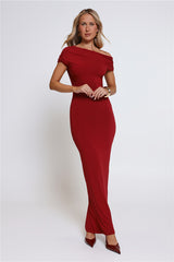 Dearest Desire Off Shoulder Maxi Dress Wine