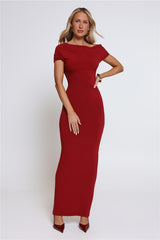 Dearest Desire Off Shoulder Maxi Dress Wine