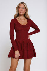 Pretty Portrait Long Sleeve Knit Mini Dress Wine