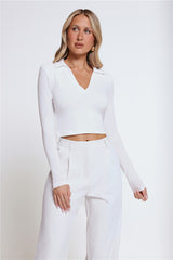BASE Form Luxe Knit Collared Long Sleeve Top White