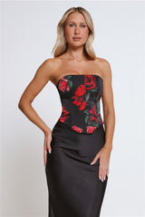 Rosy Mood Strapless Corset Top Black
