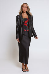 The Confident Faux Leather Blazer Black