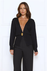 Noir Allure Knit Cardigan Black
