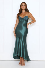 Nightfall Chic Satin Maxi Dress Teal