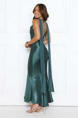 Celestial Evening Satin Maxi Dress Teal