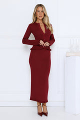 After Dark Charm Long Sleeve Top Burgundy