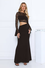 Rooftop Muse Lace Long Sleeve Maxi Dress Black