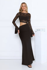 Rooftop Muse Lace Long Sleeve Maxi Dress Black
