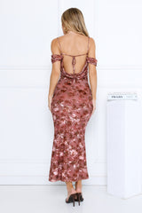 Celeste Glow Off Shoulder Maxi Dress Rust