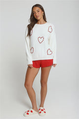 Candy Cane Love Knit Sweater White