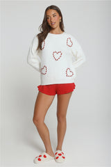 Candy Cane Love Knit Sweater White