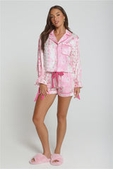 Paisley Nights Satin Pajama Set Pink