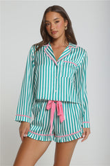 Merry And Bright Satin Pajama Set Green