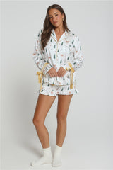 Velvet Snowfall Satin Pyjama Set White