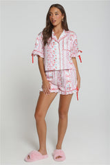 Soft Petal Nights Satin Pajama Set Pink