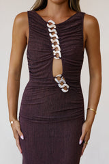 Sparkle Chain Jersey Maxi Dress Brown