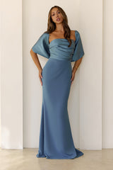 Luxe Nights Strapless Maxi Dress Dusty Blue