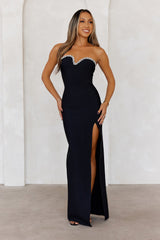 Sparkling Soiree Strapless Bandage Maxi Dress Black