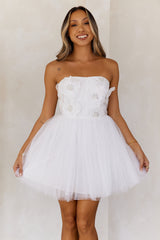 Princess Luxe Tulle Strapless Mini Dress White