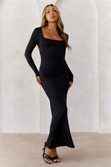 BASE Embrace Shape Long Sleeve Maxi Dress Black