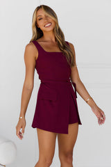 Power Hour Romper Burgundy