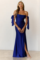 Whispers Of Dusk Off Shoulder Maxi Dress Navy