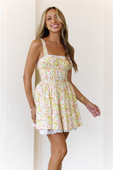 Cottage Charm Milkmaid Mini Dress Yellow