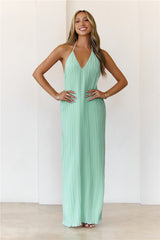 Coastal Euphoria Halter Maxi Dress Green