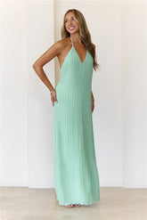Coastal Euphoria Halter Maxi Dress Green