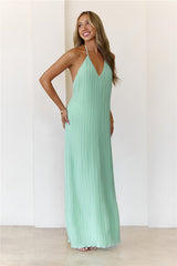 Coastal Euphoria Halter Maxi Dress Green