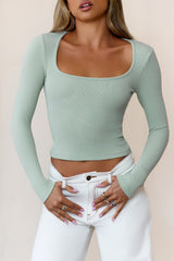 BASE Luxe Rib Wear Now Long Sleeve Top Sage