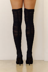 Rashida Mesh Boots Black