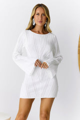 Soulful Nights Long Sleeve Mini Dress White