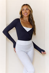 BASE Contour Ballerina Wrap Long Sleeve Crop Top Black