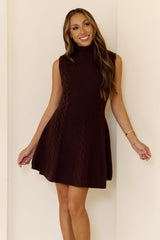 Cold Kisses Cable Knit Mini Dress Brown