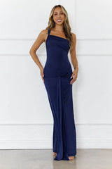 Love This Feeling One Shoulder Maxi Dress Navy