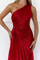Evening Aura One Shoulder Maxi Dress Red