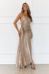 Evening Aura One Shoulder Maxi Dress Champagne