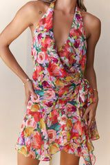 Piña After Party Halter Mini Dress Red