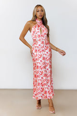 Sun Poem Halter Maxi Dress Coral