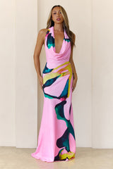 Palm Beach Vibe Halter Maxi Dress Print