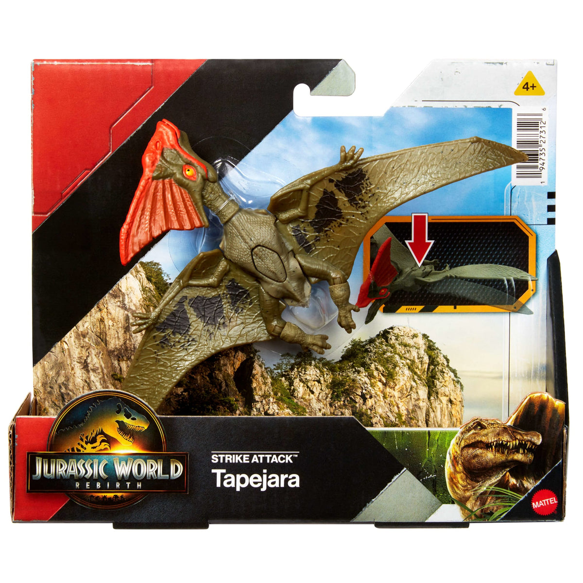 Jurassic World Rebirth Strike Attack Tapejara Dinosaur Toy, Single Strike Action, Authentic & Posable