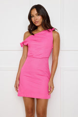 Walk A Mile Off Shoulder Mini Dress Pink