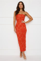 Crowned In Confidence Strapless Maxi Dress Orange