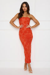 Crowned In Confidence Strapless Maxi Dress Orange
